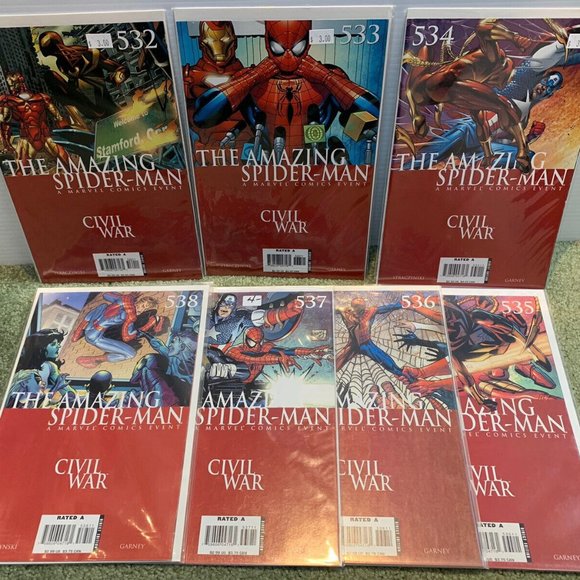 7 Amazing Spiderman 532, 533, 534, 535, 536, 537, 538 Civil War Marvel Comics NM - Picture 1 of 7